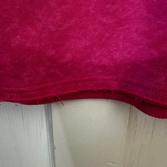 Pink XOXO Heart Womens Graphic Sweatshirt Round Neck Raw Hems Valentines Day - Picture 5 of 8